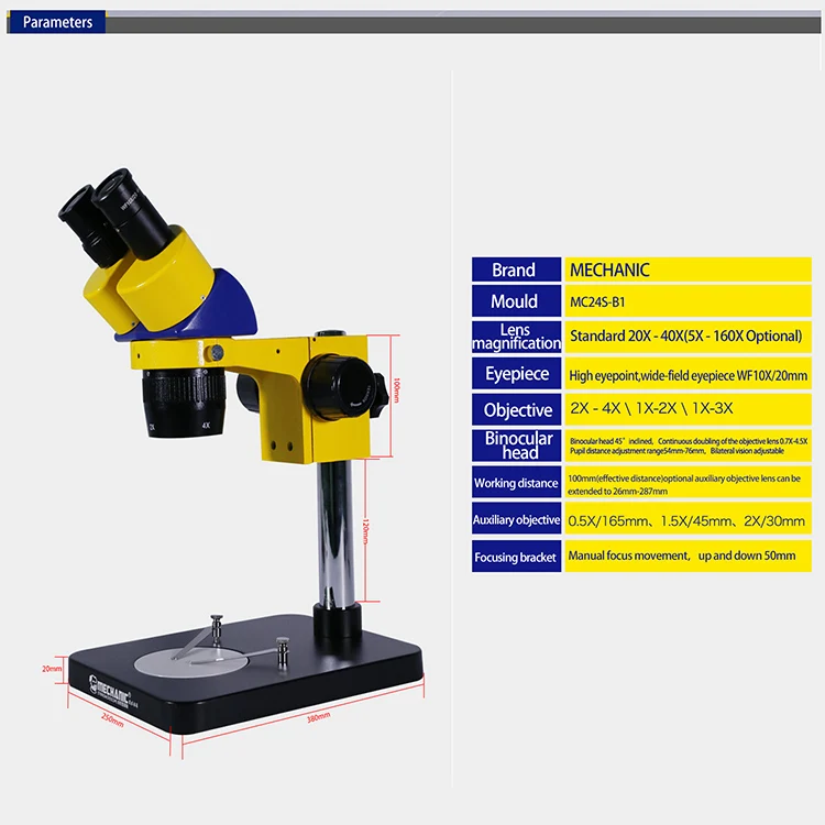 Механик MC24S-B1 зум стерео 5X-160X бинокулярный мобильный телефон стерео микроскоп стереоскоп с 0.5X/1.5X/2X объективом