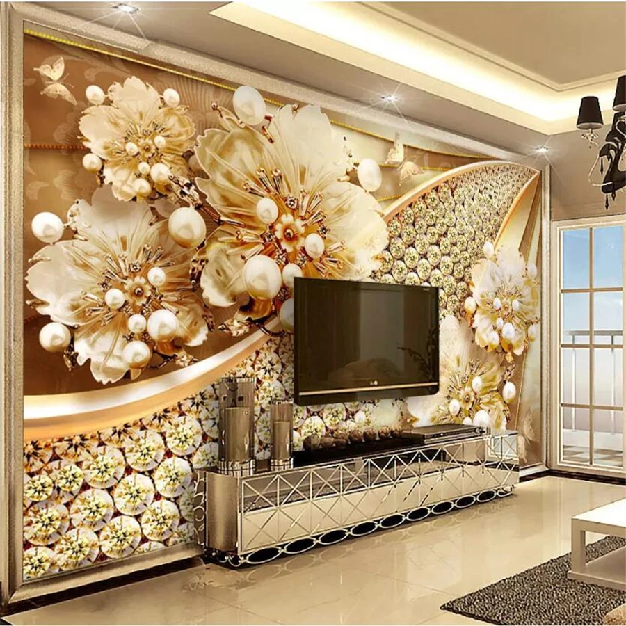 

beibehang papel de parede Custom Wallpaper 3d Photo mural Stereo Jewelry Floral Diamond Background Wall paper 3d papel de parede
