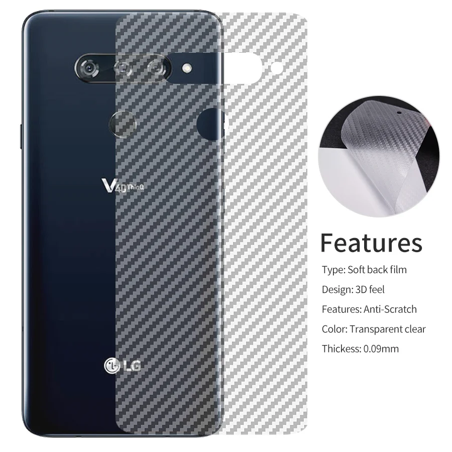 

KLOVRRD Soft Back Full Cover Screen Protector for LG V40 V30 V35 V30S G7 ThinQ Q7 Q6 Q8 2017 G6 Carbon Fiber Protective Sticker