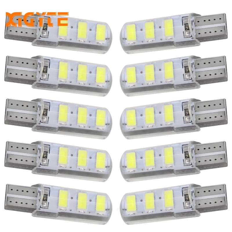 10 шт. T10 W5W 6 SMD СВЕТОДИОДНЫЙ силикагель водонепроницаемый клиновидный светильник