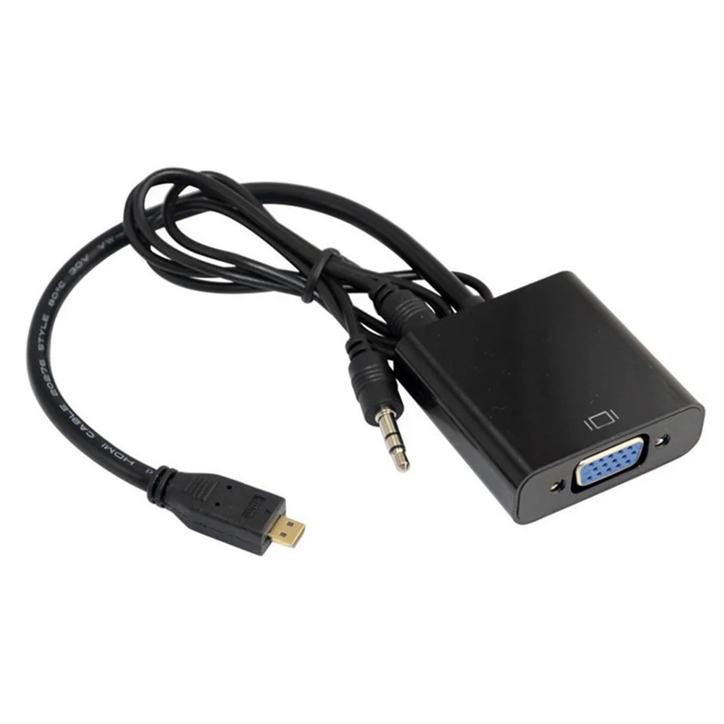 

1080P Micro HDMI to VGA Audio Converter Adapter Cable Male to Female For Laptop XBOX Mobile phone Tablet to HDTV Monitor