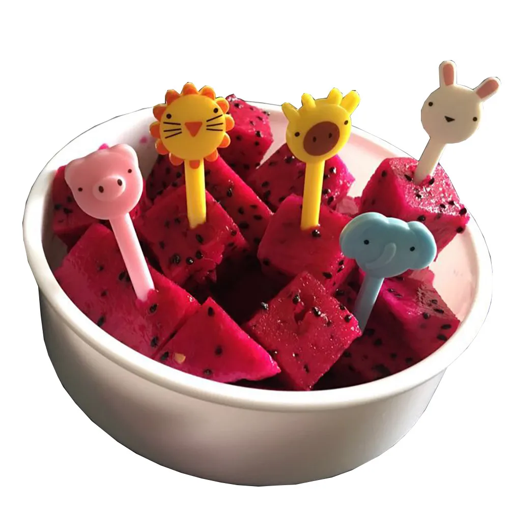 

10Pcs/Set Animal Child Fruit Fork Food Grade Plastic Tableware Creative Easy Decoration Cute Forks For Kids Gift F310