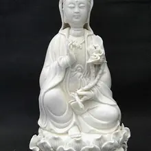 Античный китайский фарфор из Дэхуа Кван-Инь Гуаньинь сиденья Лотос база Милосердный Статуи коллекцию часов
