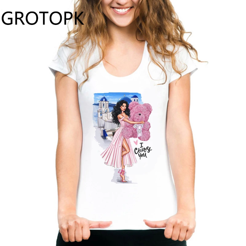 

Wonderful Holiday Harajuku Female T-shirt Summer Casual White T Shirt for Women Clothes 2019 I Choose You Korean Style Vogue Top