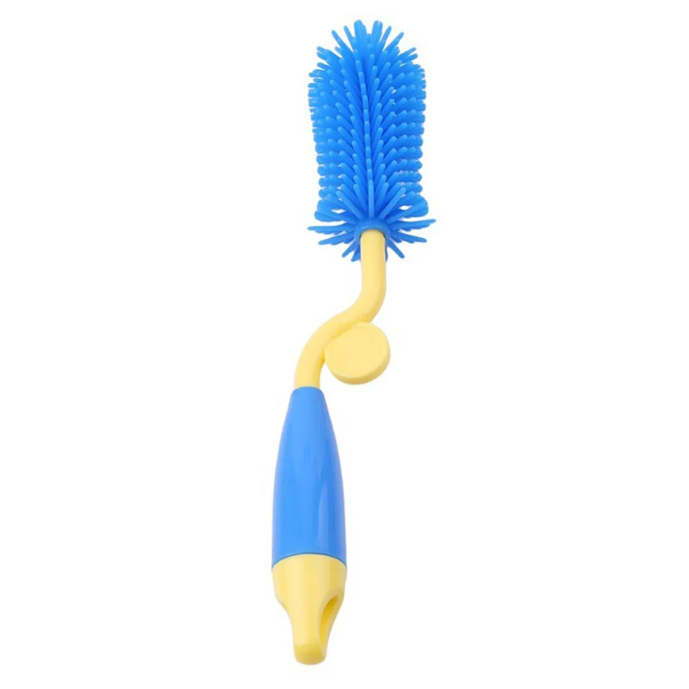 Safety Silicone Bottle Brush Baby Bottle Cleaning Brush With 360 Rotating Long Handle Fit For