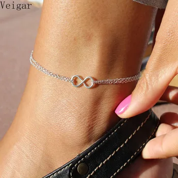 

Gold Silver Color Infinity 8 Anklet Bracelet on The Leg 2018 Fashion Summer Beach Foot Jewelry Tobilleras De Plata Para Mujer