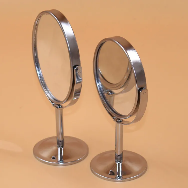 G733 desktop small mirror stainless steel metal sided mirror vanity