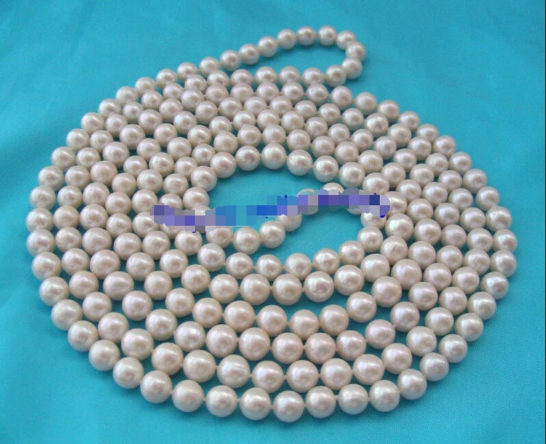 

FREE shipping>>>> SUPER long 80" 10mm round white freshwater cultured pearl necklace d22 6.07