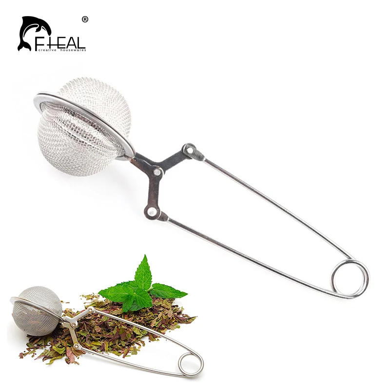 

FHEAL Ball Mesh Tea Strainer Stainless Steel with Handle Tea Ball Tea Infuser Coffee Herb Spice Filter Diffuser Kitchen Gadget
