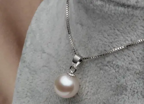 

FREE SHIPPING HOT sell new Style >>>> 9.5mm 18inch AAA+++ Akoya Natura White Pearl Necklace Pendant 925Silver