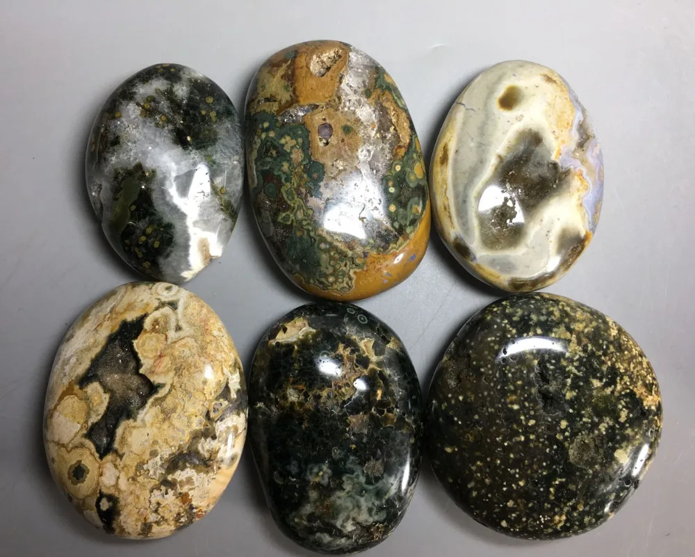 

1058g 6pcs High quality RARE NATURAL OCEAN JASPER QUARTZ egg christian gifts stone