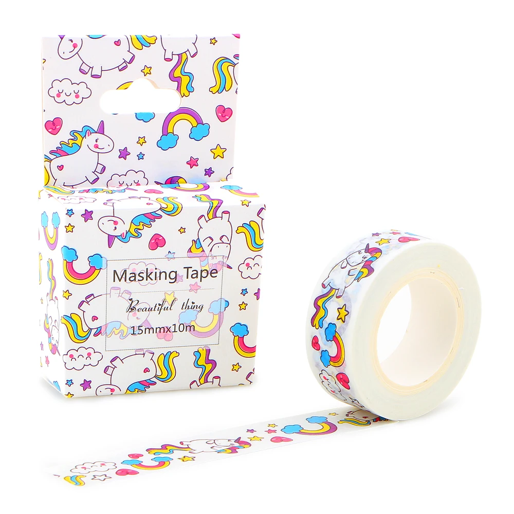 4 шт./лот Kawaii Единорог васи лента DIY декоративные 15 мм * 10 м клейкие Маскировочные