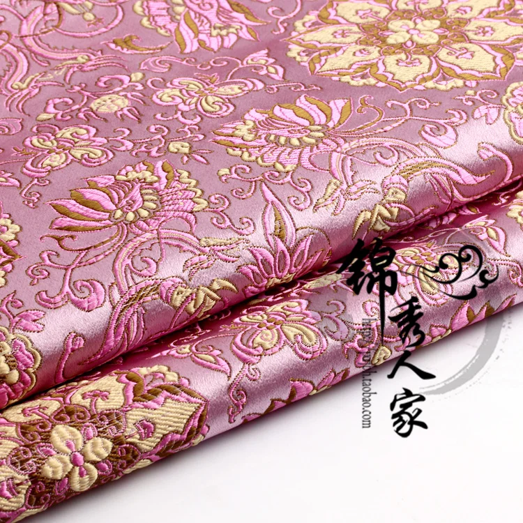 

pink gold floral Brocade Fabric Damask Jacquard Apparel Costume Upholstery Furnishing Curtain Materil patchwork fabric 75cm*50cm