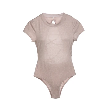 

Fashion Women Casual Short Sleeve Bodysuit Jumpsuit Backless Lace-Up Bodysuit Short Pants New