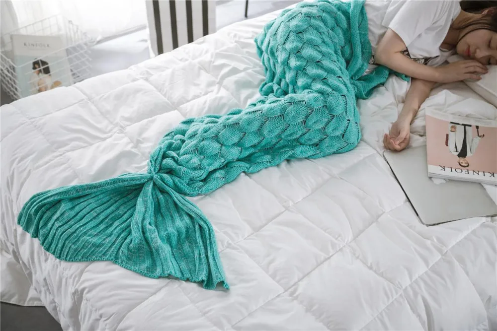 Одеяло русалки, узор Вязанный костюм русалки, вязаный хвост русалки одеяло сохраняющее тепло вязание крючком Русалка одеяло
