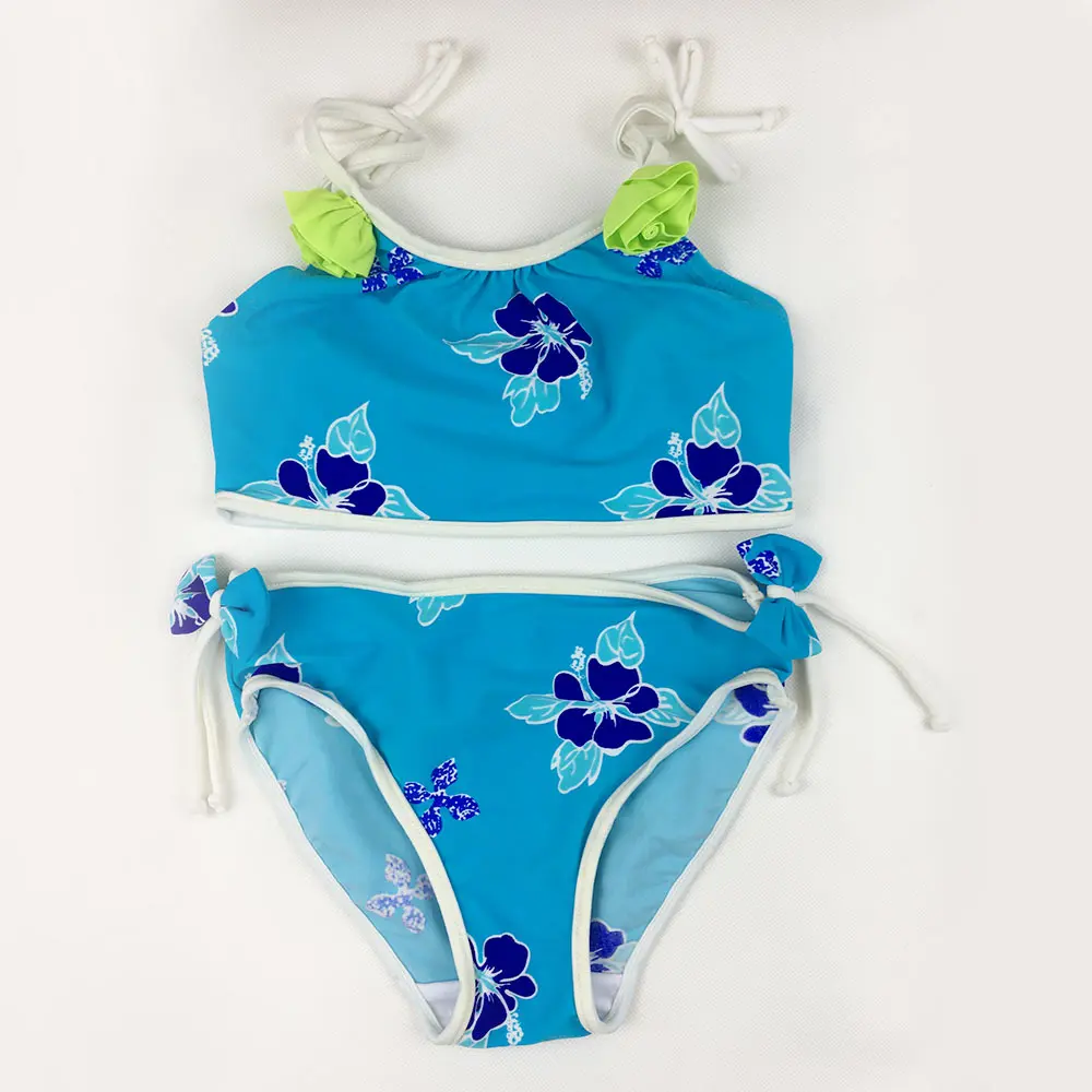 2017 New Model Cute Baby Girl Swimwear Two Piece with Flora Pattern 2