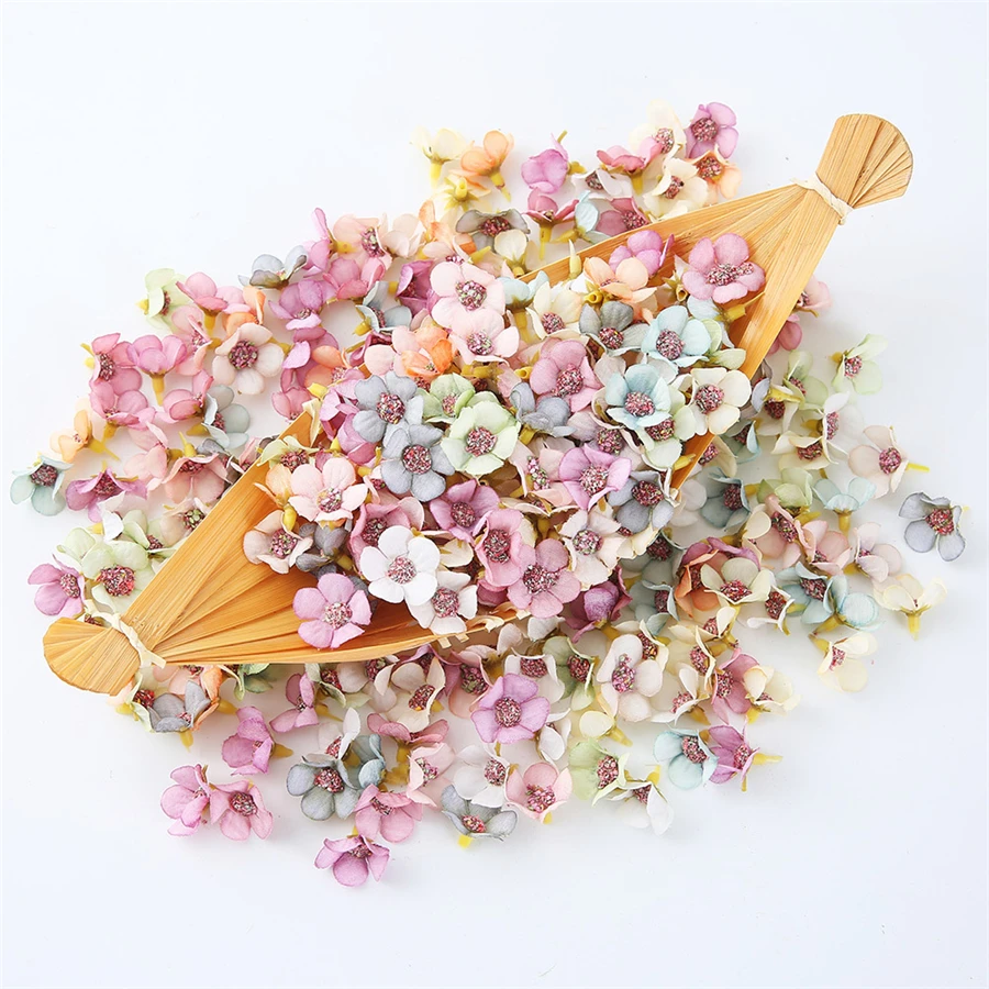 

50pcs Mini Multicolor Daisy Flower Head Silk Artificial Flowers for Wreath Scrapbooking DIY Garland Headdress Decoration Craft