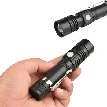 

SKYWOLFEYE LED Flashlight Rechargeable T6 LED Aluminum Flashlight 18650 Battery Adjustable Focus Lantern 3 Mode Waterproof Torch