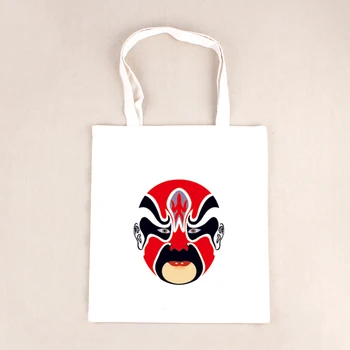 

Casual Canvas Women Tote Handbag Chinese Markbooks Famous Peking Opera Printed Shoulder Bag Female Beach Bag Shoulder BB374