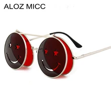 ALOZ MICC Модные Винтажные круглые солнцезащитные очки в стиле стимпанк женские классические двойные линзы раскладушка дизайн солнцезащитные очки Мужские красные Oculos Q91