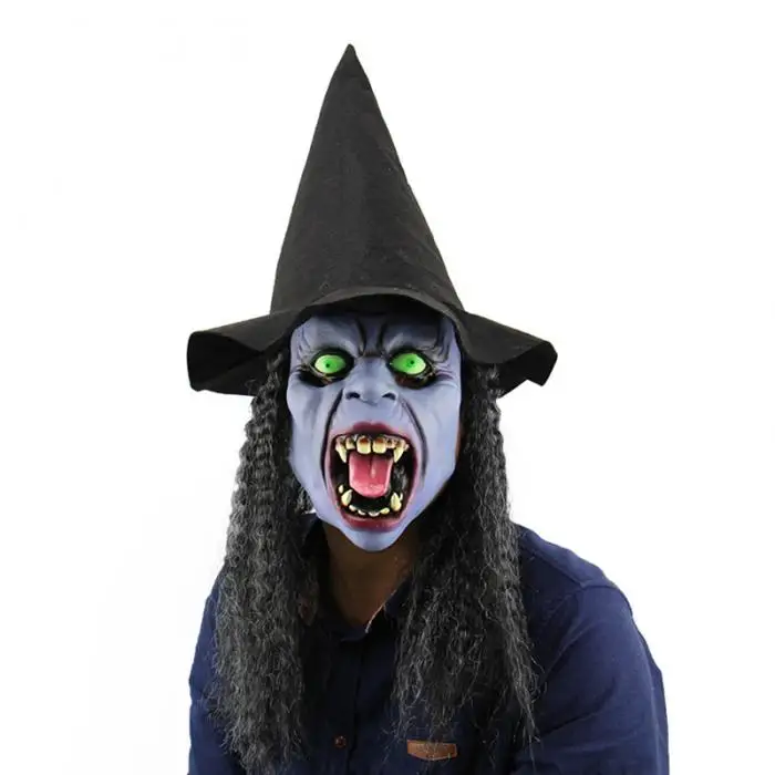 Дропшипин полный голова клыки маска ведьмы Латекс Ужасный Призрак маски карнавальный на Хэллоуин вечерние дом с привидениями аксессуары