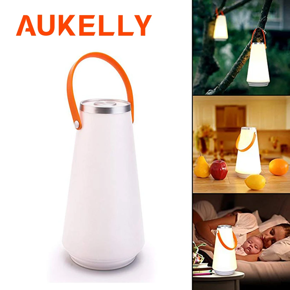 

Aukelly Portable Lantern Dimmable Night Light USB Rechargeable Lamp Touch Sensor Control Outdoor Camping Emergency With USB Line