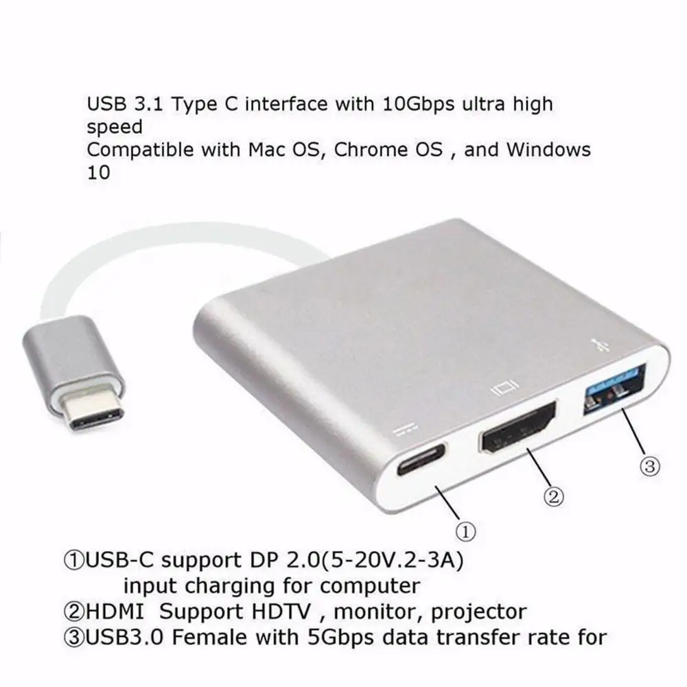 USB 3 1 Type C к 4K HDMI/USB 0/USB зарядный порт OTG адаптер кабель конвертер для нового MacBook