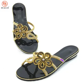 

2018 New High Quality Summer Women African Purple Slippers Low Heel Not Matching with bag Italian design shoes For Wedding Party