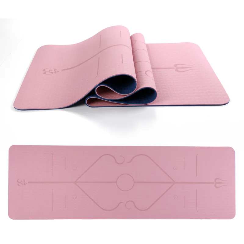 Yoga Mat 6mm TPE Double Color Line Position Body Non Slip Eco-friendly Exercise Sports Mats Thick Pilates Fitness Dance Gym Pad