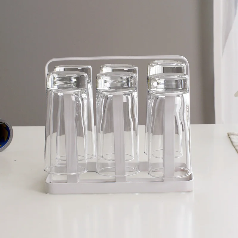 ORZ стеклянная подставка для стаканов водная кружка сушильная вешалка Настольный органайзер подставка для стаканчиков держатель для 6 крючков кухонные принадлежности для хранения