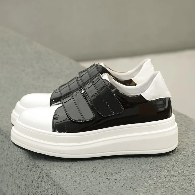 

MLJUESE 2020 fashion sneakers patent leather casual shoes autumn spring Vulcanize Shoes platform sneakers size 34-40