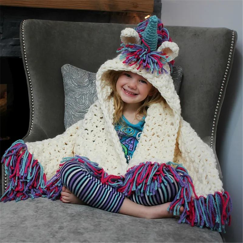 

2018 Kids Winter Shawl Hats Girls Boys Children Unicorn Crochet Warm Shawl Scarf Set Baby Bonnet Cartton Cute Hat for Girl Boy