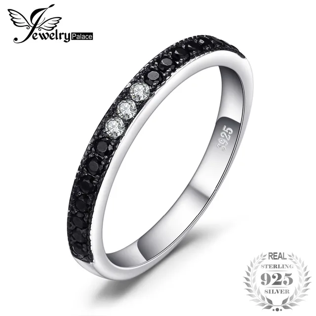 JewelryPalace Classic 0.25ct Natural Black Spinel Channle Set Ring Genuine 925 S JewelryPalace Classic 0.25ct Natural Black Spinel Channle Set Ring Genuine 925 S