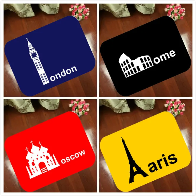 

Mats Anti Slip Floor Mat London paris moscow Amsterdam rome Carpet Printed Pattern Carpet Rug for Bathroom Door Living Room