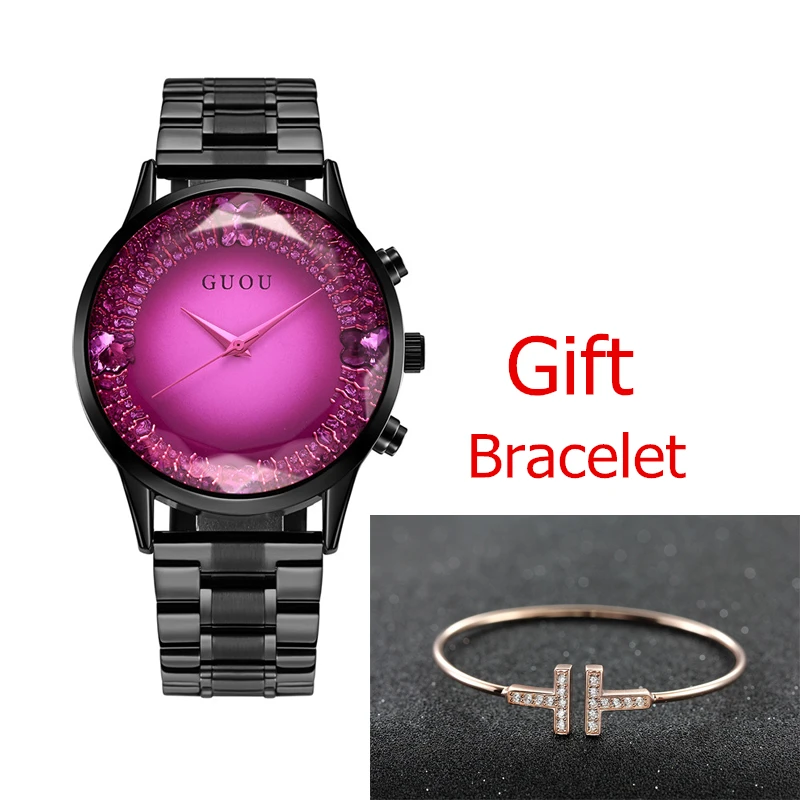 

GUOU Big Dial Female Watch 2018 Luxury Brand Rose Gold Women Bracelet Watch Fashion Dress Ladies Wristwatch zegarki damskie