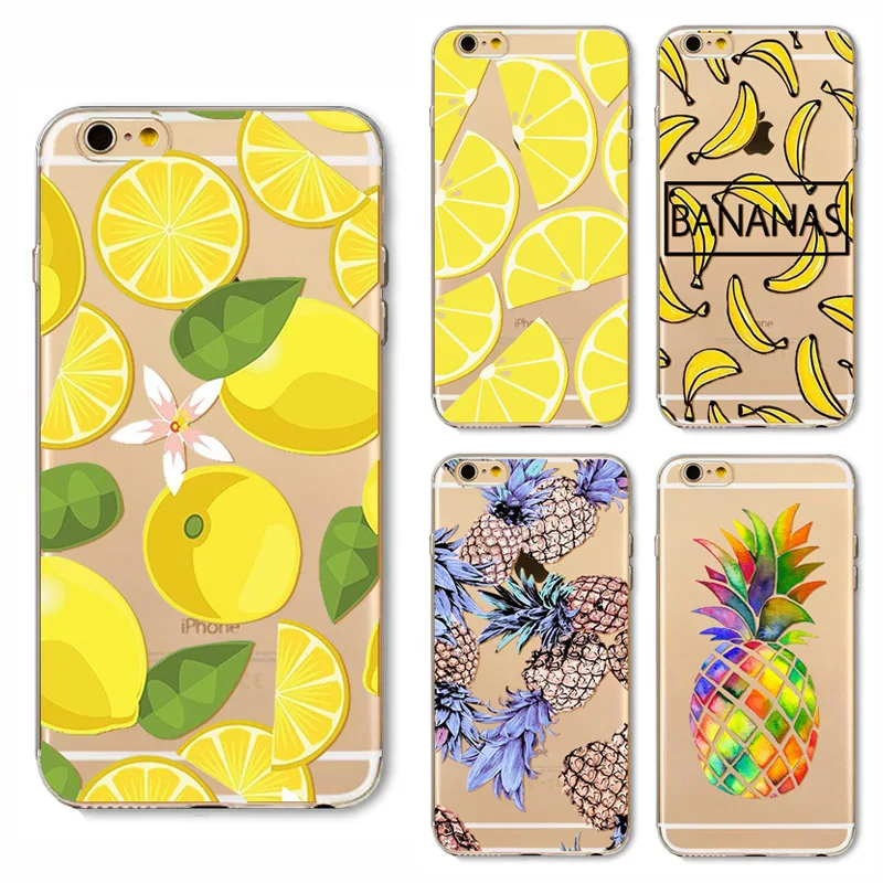 Fresh Cool Fruit Color Painting Soft Case For iPhone X 6 6S 7 8 Plus 5s Personal Colorful Blueberry Lemon Transparent Back Cover