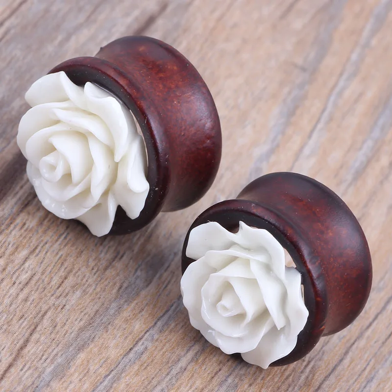 JUNLOWPY Flower Wood Bamboo Plugs and Tunnels Ear Expander Plug Gauge Stretcher Flesh Tunnel Earring Body Piercing Jewelry 70pcs