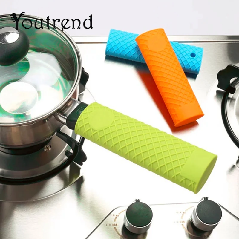 Black Kettle DOERDO Heat Resistant Pot Handle Covers - Cotton Kitchen Handle Sleeves For Safety Pot Lid Grips