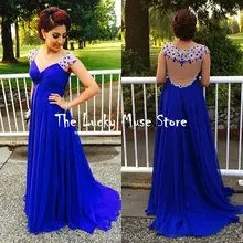 Royal Blue Lange Prom Kleider 2017 Schatz Bördelte Eine Linie Chiffon-Frauen Lange Pageant Abendkleid Formale Partei-kleider