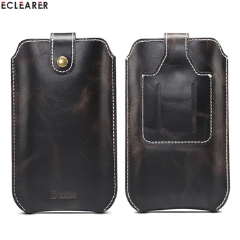 

Vintage Cell Phone Cases For Xiaomi Redmi K20/ K20 Pro Luxury Genuine Leather Belt Phone Pouch Holster Bag Case Card Holder Slot