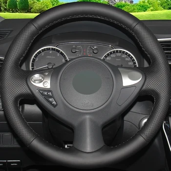

Black Leather DIY Hand-stitched Car Steering Wheel Cover for Infiniti FX FX35 FX37 FX50 Nissan Juke Maxima 2009-2014 Sentra 2016