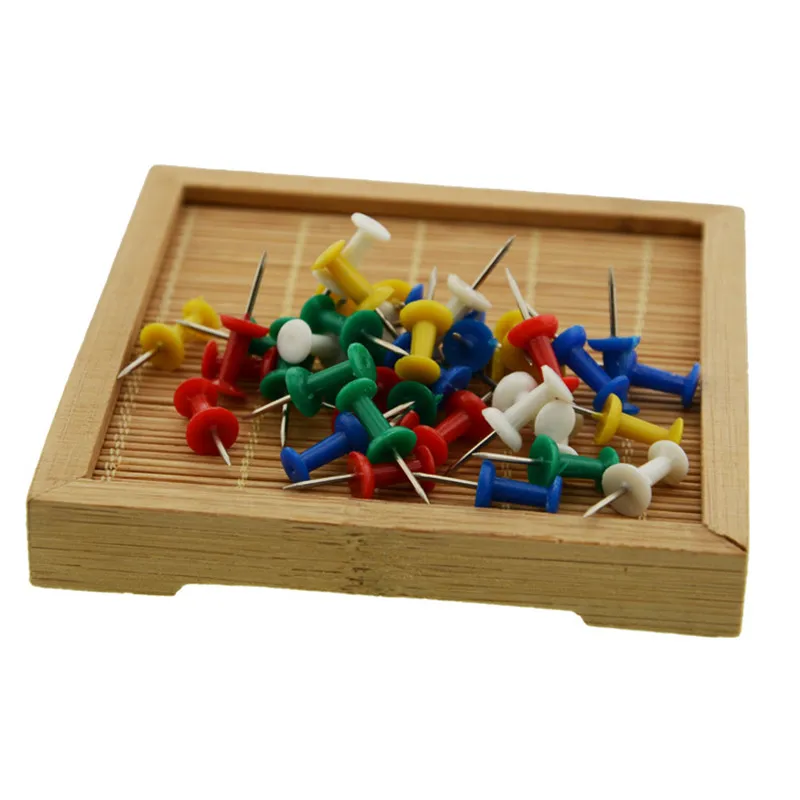DONYAMY 50pcs/pack Home Plastic Top Stationery Map Push Pins Tacks-in
