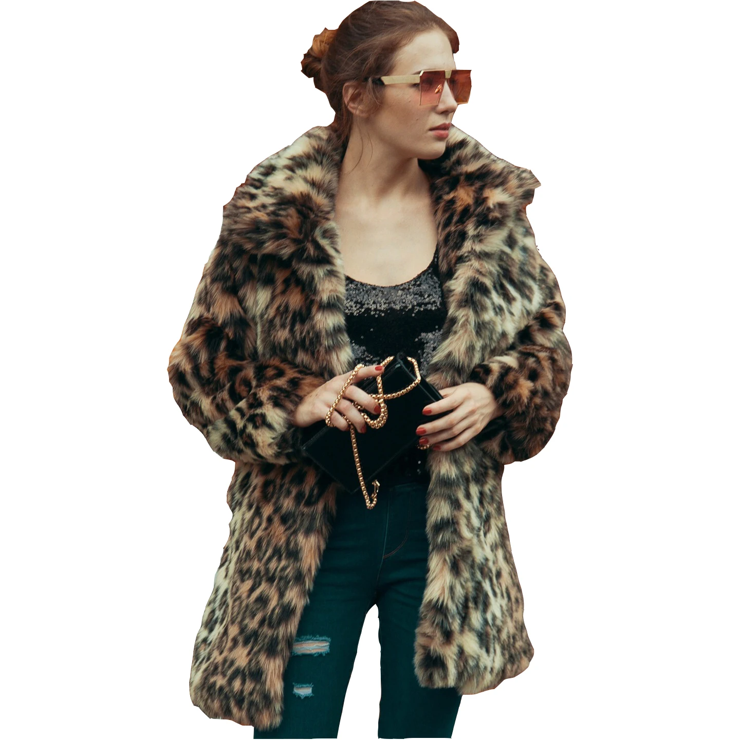 Luxury Leopard Fur Coat Winter Jacket Women Coats Jackets Pink Colored Coats Womens Volett Bontjas Damen Pelzmantel Fell Jacke