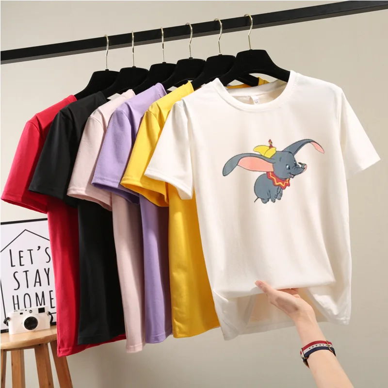 

Summer Short Sleeved Top Small Flying Elephant T-shirt Female Loose Card Net Red Burst To Send Children Back To School Gift