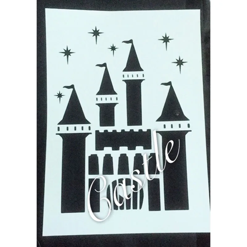 

A4 Size Castle Star Scrapbooking tool card DIY album masking spray painted template drawing stencils laser cut KW7062205