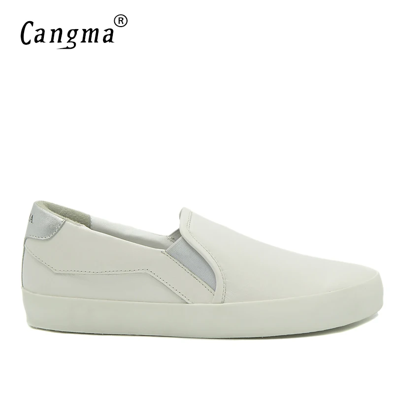 

CANGMA Marque White Shoes For Man Slip On Genuine Leather Sneakers Casual Shoes Vintage Loafer Men's Retro Male Autumn Footwear