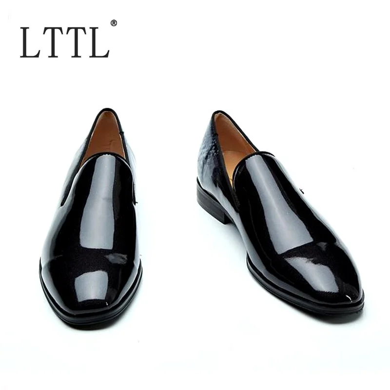 LTTL Designer Brand Patent Leather Loafers Handmade Fashion Slip On Shoes Men Casual Loafer Shoes Italian Style Mens Dress Shoes
