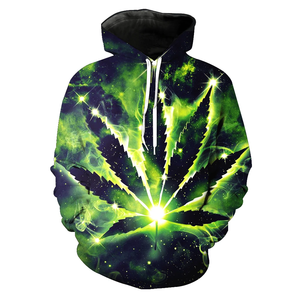 

2018 New Fashion Sweatshirt Men / Women 3d Hoodies Print green leaves color pattern Slim Unisex Slim Stylish Hooded Hoodies