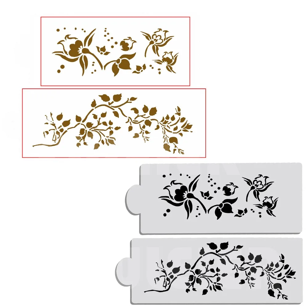 Cake decoration tools 2pcs/set Flower shape cake stencil Food grade PET Pattern Printing design fondant | Дом и сад