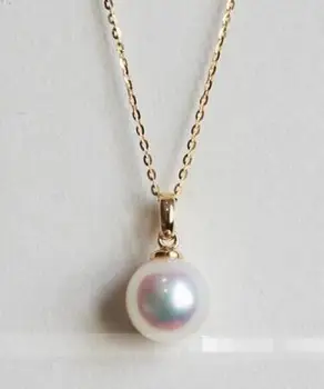 

free shipping Natural Japanese 9-10mm Akoya Pearl Necklace Pendant